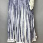 Vintage Albert Nipon Pleated Dress Striped Short Sleeves Tie Belt 1980s Nautical Blue Size undefined Photo 3
