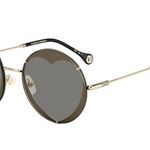 Carolina Herrera Round Heart Shape Sunglasses Gold Bick Photo 0