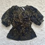Madewell Blouse Shirred Puff-Sleeve Top in Satin Mossy Umber Floral XS NWT New Photo 2