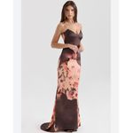 House Of CB NEW Mariamma Dark Brown Floral Printed Satin Maxi Dress XS Photo 3