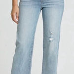 Eunina  Dawn Distressed Frayed Hem High Rise Wide Leg Crop, Sz 1 Photo 0