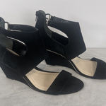 Alfani Wedge Sandals Black Velvet Size 9.5 Comfort Ankle Strap Back Zipper Photo 0