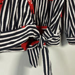 Madewell  Striped Wrap Top in Candied Orchids Size Small Black White Striped Crop Photo 2