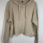 Old Navy Women's Drawstring Hoodie Cropped Sweatshirt Long Sleeve Brown Small Photo 0