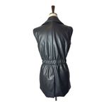 Bar III bar‎ III Vest Women XS Black Faux Leather Belted Trench Vest Gothic Outdoor Punk Photo 2