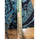 Roz & Ali  Paisley Blouse Women Size Medium Teal Black Lined Top Long Sleeve City Photo 3