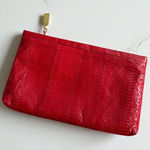 Saks 5th Avenue SAKS FIFTH AVENUE Vintage Red Eel Skin Clutch Handbag Photo 0