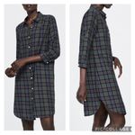 ZARA  premium denim collection green plaid shirt dress size small Photo 1