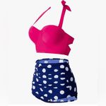 CHERRY CAT Womens Vintage Retro Polka High Waisted Underwire Bikini Swim 8 Photo 1