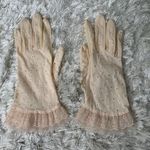 Pale Pink Gloves 50s 60s Ruffle Embroidered OSFM Photo 0