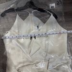 Halston Heritage $495  Cream Satin Draped High Slit Maxi Dress Sz 10 Wedding Prom Photo 9