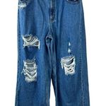 We The Free  CRVY Destructed Straight-Leg Jeans Wide Leg Baggy Size 32 Blue Denim Photo 1