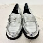 Tory Burch NEW  Perry Leather Slip On Loafer Flats Metallic Silver Women Size 9M Photo 1