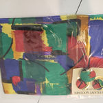 NEW Colorful Abstract Scarf, Scarf Clip, and Earring Set Red Photo 2