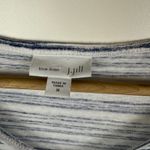 J.Jill  Love Linen Striped Tee Medium Blue V-Neck Short‎ Sleeve Coastal Beachy Photo 4