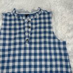 Ann Taylor Blue and White Checker Print Short Sleeve Button Up Shirt size XL Photo 2