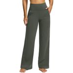 NWT ~ Olive Green Wide Flare Leg Yoga Pants & Pockets Activewear Leggings ~ XS Photo 1