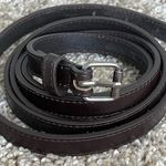 American Vintage Dark Brown Leather long skinny Belt with Buckle Photo 3