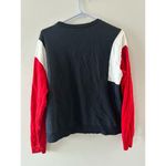 H&M Divided Top Women's Large Navy Colorblock Pullover Casual Everyday Crewneck Photo 3