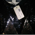 NWT BB Dakota Rhinna Sequin Chevron Tank Slip Dress Small Black Silver Bodycon Size M Photo 11