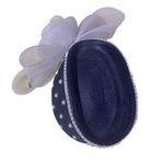 VINTAGE 1980'S GWENN PENNINGTON BLUE RATTAN W/WHITE TULLE & FAUX PEARLS HAT Photo 5