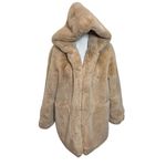 Apparis Maria Faux Fur Coat Brown Plush Women’s Size Small Hooded Open Front Photo 2