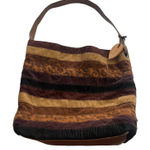 Carribean Joe Vintage Cheetah Corduroy Brown Shoulder Tote Purse Photo 0