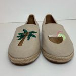 J Crew Beige Tan Tropical Embroidered Palm Tree Coconut Slip On Espadrilles Green Size 8 Photo 1