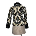 None TAPESTRY Jacket Blazer Reversible Black Beige Plush Collar Cuffs 2 Buttons Photo 5