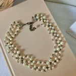 Three Strand Pearl Chain Silver Necklace Vintage “Esme” 19” Classic Feminine White Photo 4