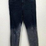 Level 99 Amber Black Distressed Ankle Jean Metallic Dip Dye Raw Hem Size 27 Photo 1