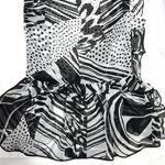 Chico's Black White Abstract Print Sheer Ruffled Scarf Photo 8