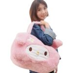 Hello Kitty NWT- & FRIENDS-MY MELODY-LARGE PLUSH TOTE BAG Gorgeous pink plus oversized bag, zip top closure, new with tags Measures: 15x16x6 inches Photo 1