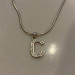 Sterling silver NWT 16” chain with rhinestone initial C Photo 2