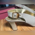 Bruno Magli Cream Canvas Band Slingback Heels with Cap Toe Size 10 White Photo 2