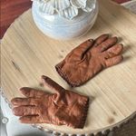 Frye Vintage Chestnut Brown Leather Gloves Stitched Trimmed Hem Photo 1