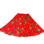 Vince Camuto RED & BLUE FLORAL PRINT ACCORDION PLEAT MIDI SKIRT (L) Photo 7