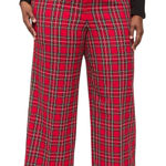 Lane Bryant  NWT The Perfect Drape Red Plaid Wide Leg High-Rise‎ Trousers Size 26 Photo 0