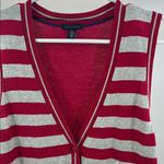 Tommy Hilfiger pink gray V-Neck Sweater vest striped cotton XL preppy casual Photo 8