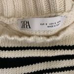 ZARA  Blue White Striped Knit Crewneck Casual Pullover Sweater Small Oversized Photo 2