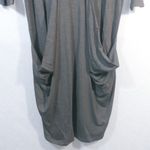 Joan Vass   Gray Drape Pockets Lagenlook Stretch Dress 3/4 Sleeve Size Small Photo 2