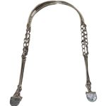 🎓 Pink & Black Striped Purse with Silver Metal Designs Metal Chain Handles Photo 6