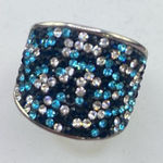 Dillard’s Cocktail Ring Teal Multi Crystals Statement Fashion Size 7 Silver NIB Silver Photo 0