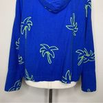 Erin London Linen Blend Vintage Blue Palm Trees Zip Up Hoodie Jacket Photo 8