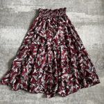 Anthropologie Mynah's Reynu Taandon Keshika Skirt Womens Small Maxi Ruffle Floral Leaves Red Photo 1