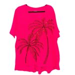 Catherines Women's Plus Size Slub Knit Sparkling Sequin Tee pink burst palm tree Photo 2