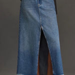 Pilcro Anthropologie  The Madi Front Slit Denim Maxi Skirt Faded Blue Wash Size 6 Photo 0