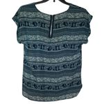 Blue and White Elephant Blouse Size XL Photo 2