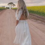 💕SPELL💕 Jolene Lace Cut Out Midi Dress ~ Antique White Medium M NWT Photo 1