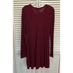 Empyre Burgundy Ribbed Lace Up V Neck Long Sleeve Size Large Midi Dress Red Photo 5